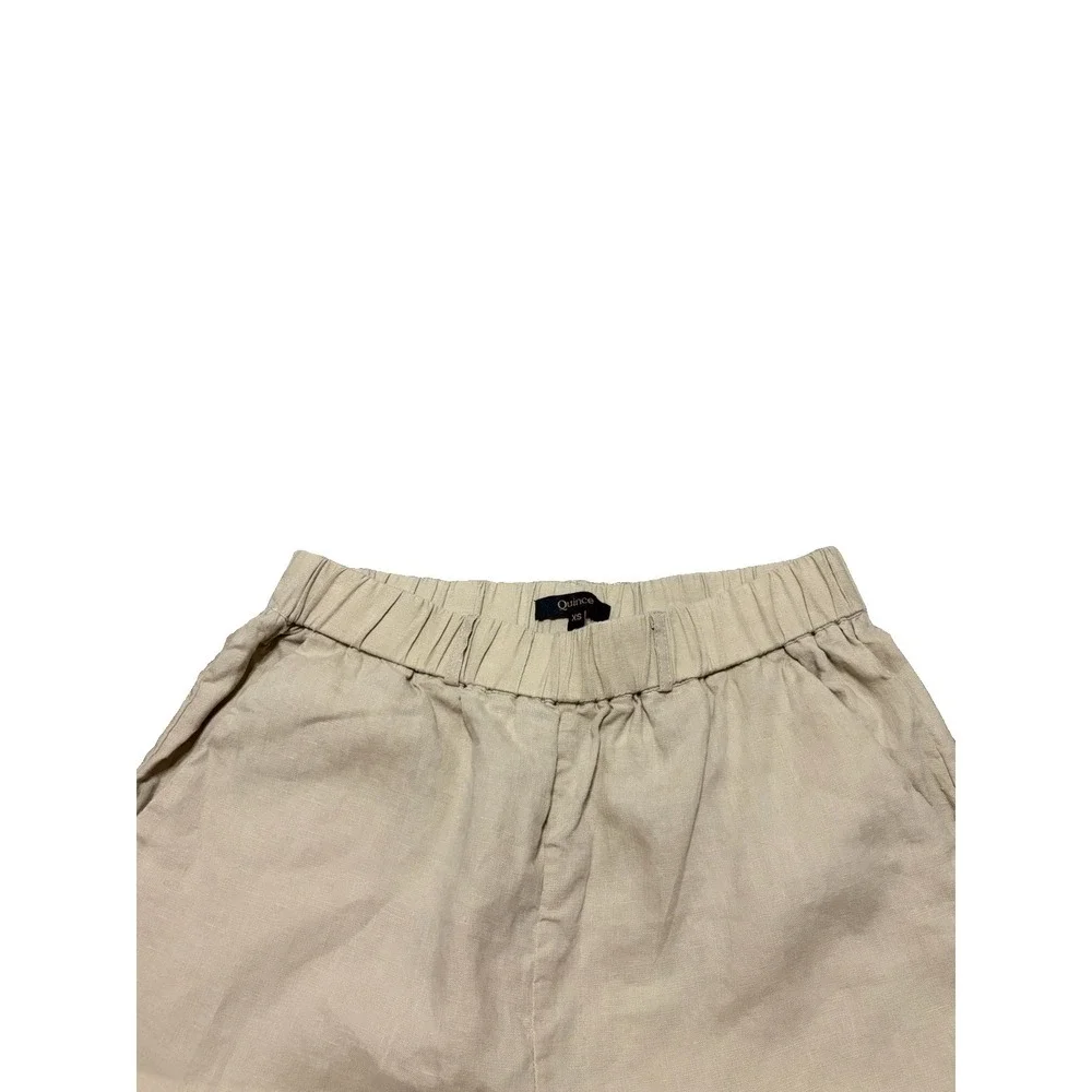 Quince Womens XS 100% European Linen Pants Wide Leg Driftwood Beige Beach Boho